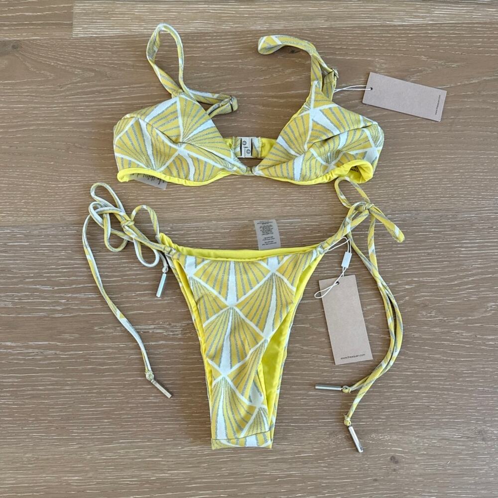 Aquari Malta Top Solar Flare Rio Bottom Bikini Set Size XS in Yellow Silver